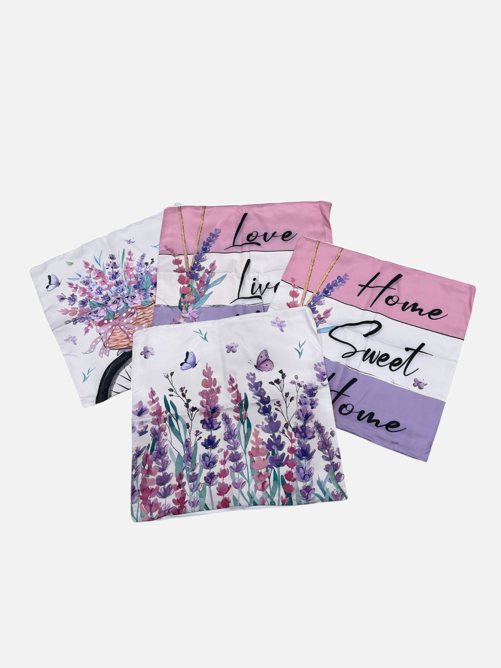 Floral 18x18 Throw Pillow Covers Set of 4 Satin Decorative Cushion Cases